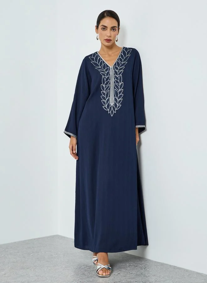 Maxim Creation Navy Blue Women Navy Blue Embroidered A-line Jalabiya for Women | Best Price UAE